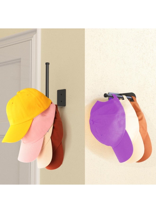 2-Pack Carbon Steel Baseball Cap Hooks - Wall Mounted Flat Hat Hanger Organizer  Display Rack For Snapbacks  Cowboy Hats, Multi-Purpose Black Hook For Keys Purses , (Black 6-Inch) - Image 5