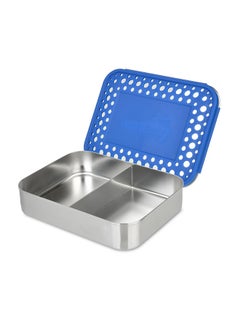 LunchBots Medium Duo Bento Divided Stainless Steel Food Container Lunch Box, Blue Dots  - Image 1