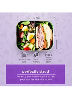 LunchBots Medium Duo Bento Divided Stainless Steel Food Container Lunch Box, Blue Dots  - Image 3