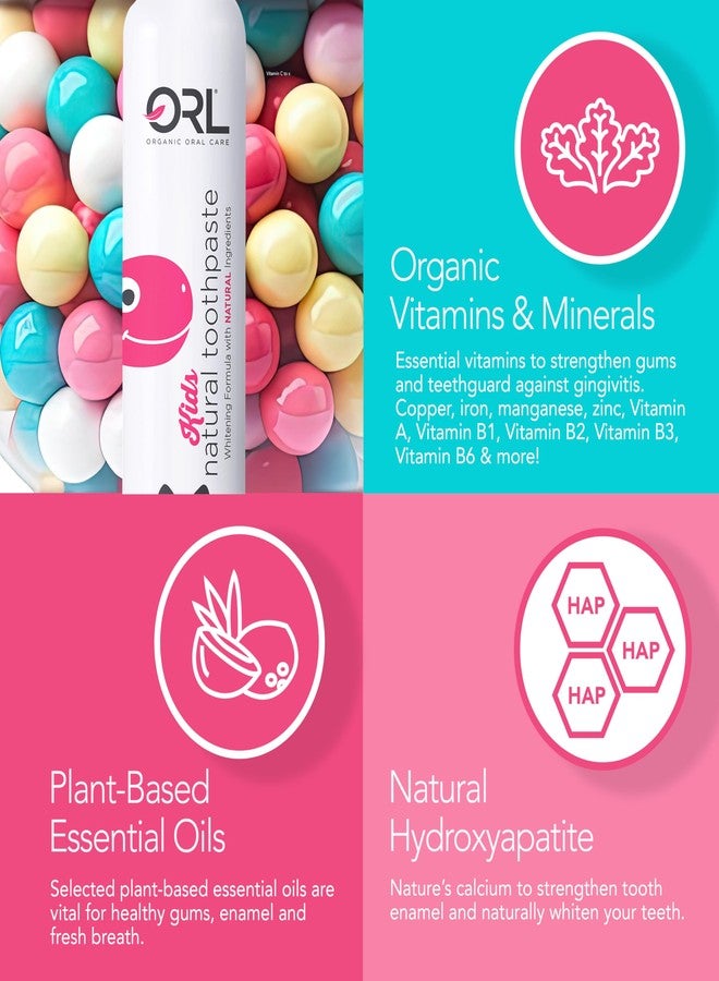 ORL Fluoride-Free, Natural Hydroxyapatite Toothpaste, Organic Xylitol. Helps Strengthen Teeth, Prevent Cavities, Non-Toxic Ingredients. Natural Bubblegum Flavor 4 oz. Made is USA - Image 3