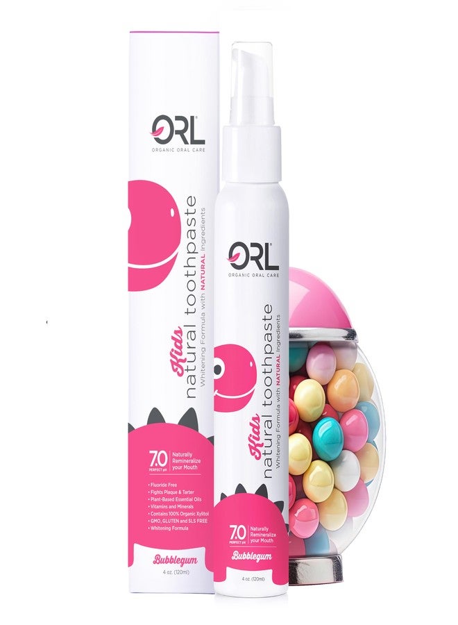ORL Fluoride-Free, Natural Hydroxyapatite Toothpaste, Organic Xylitol. Helps Strengthen Teeth, Prevent Cavities, Non-Toxic Ingredients. Natural Bubblegum Flavor 4 oz. Made is USA - Image 1