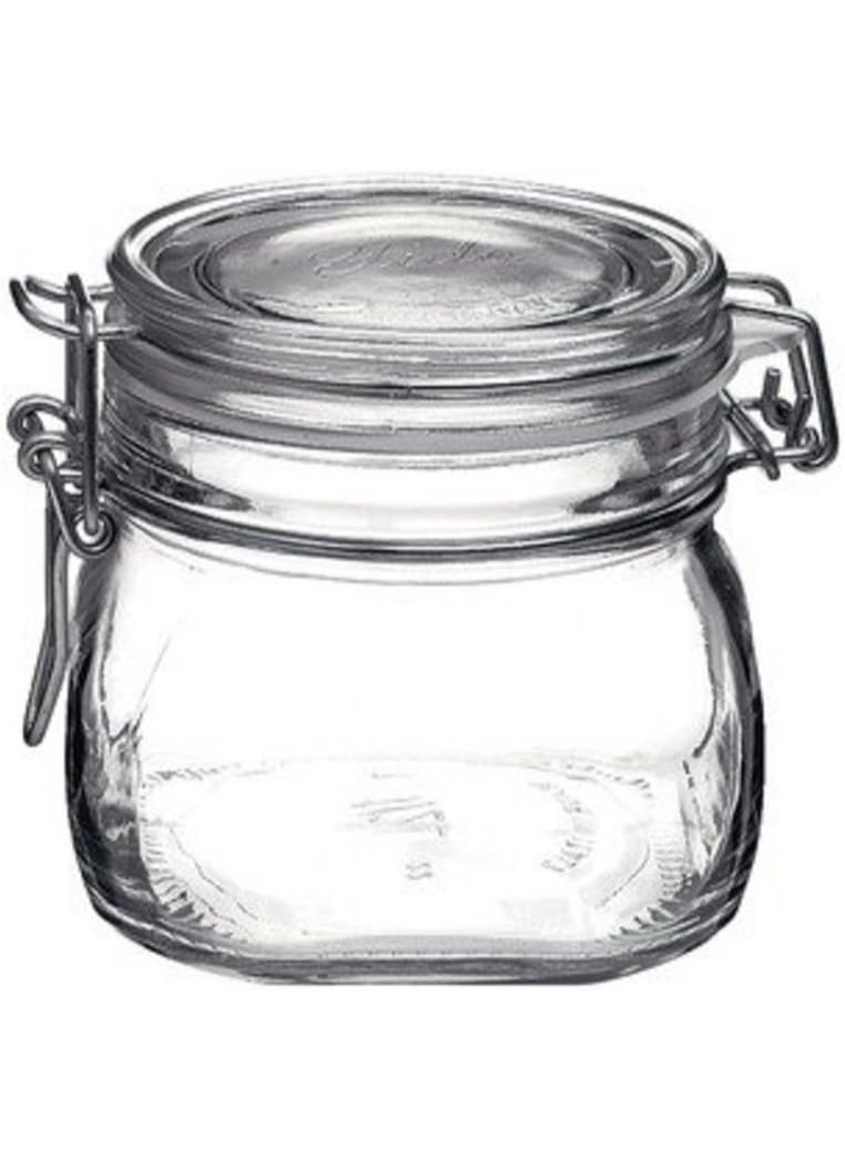 Bormioli Rocco Bormioli Rocco Fido 17.5 Ounce Glass Storage Jars: Airtight Hinged Lid With Leak Proof Gasket, Wide Mouth Food Container - For Zero Waste Air Tight Preserving Jam, Spices, Coffee, Sugar & Herbs 