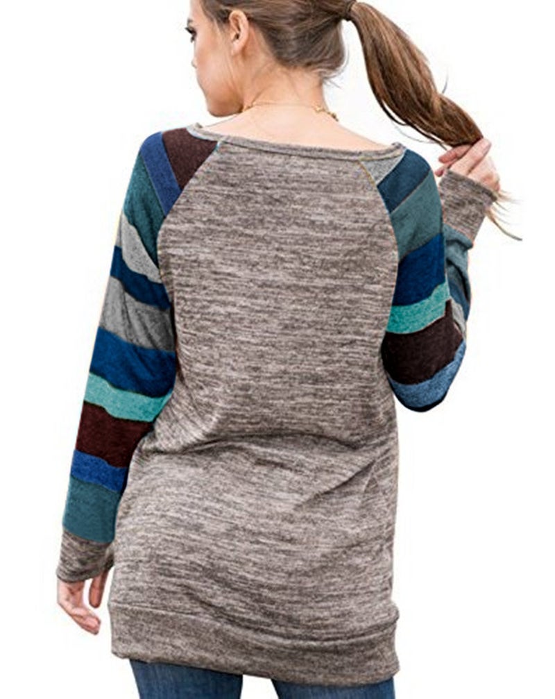 HARHAY 2025 Women's Cotton Knitted Long Sleeve Lightweight Tunic Sweatshirt Tops Blue M - Image 2