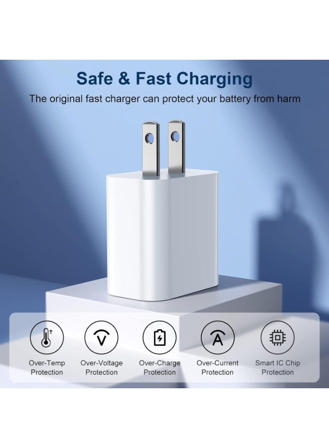 Fast Charger iPhone – 20W USB C Wall Charger Block with 6FT Type C to Lightning Cable, Apple MFi Certified PD iPhone Fast Charging Adapter, 4-Pack iPhone Charger for iPhone 15 14 13 12 11 Pro Max XR XS X 8 Plus - Image 4