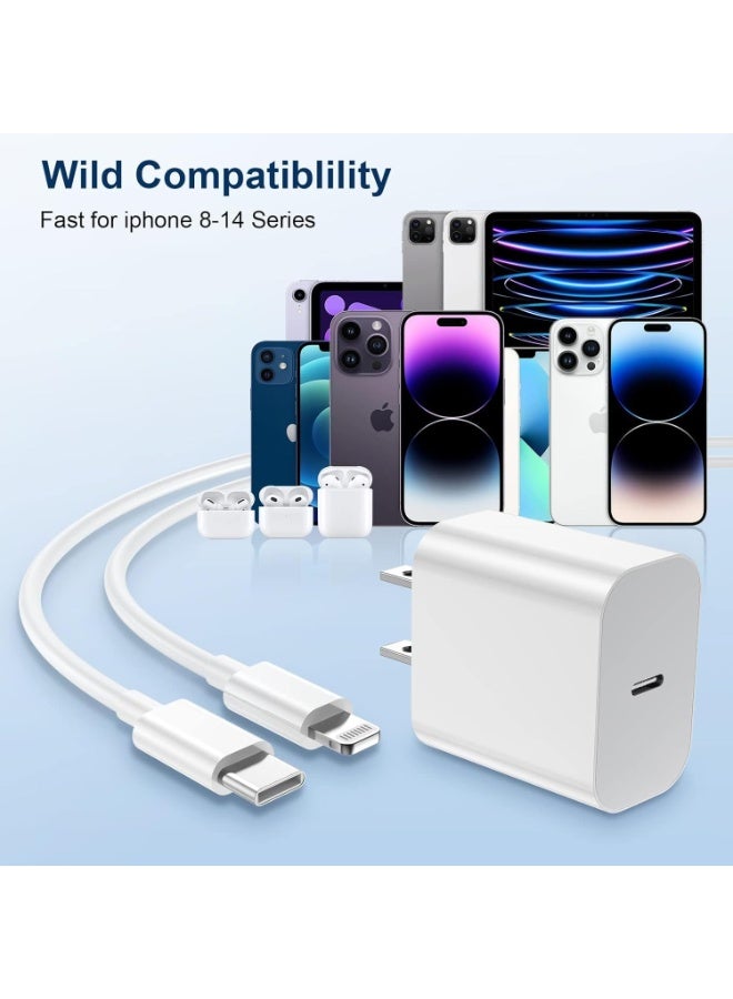Fast Charger iPhone – 20W USB C Wall Charger Block with 6FT Type C to Lightning Cable, Apple MFi Certified PD iPhone Fast Charging Adapter, 4-Pack iPhone Charger for iPhone 15 14 13 12 11 Pro Max XR XS X 8 Plus - Image 5