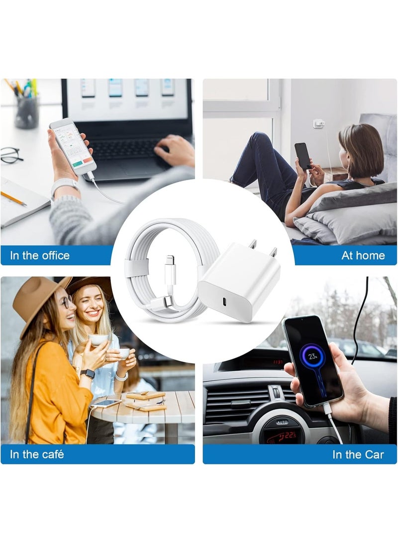 Fast Charger iPhone – 20W USB C Wall Charger Block with 6FT Type C to Lightning Cable, Apple MFi Certified PD iPhone Fast Charging Adapter, 4-Pack iPhone Charger for iPhone 15 14 13 12 11 Pro Max XR XS X 8 Plus - Image 2