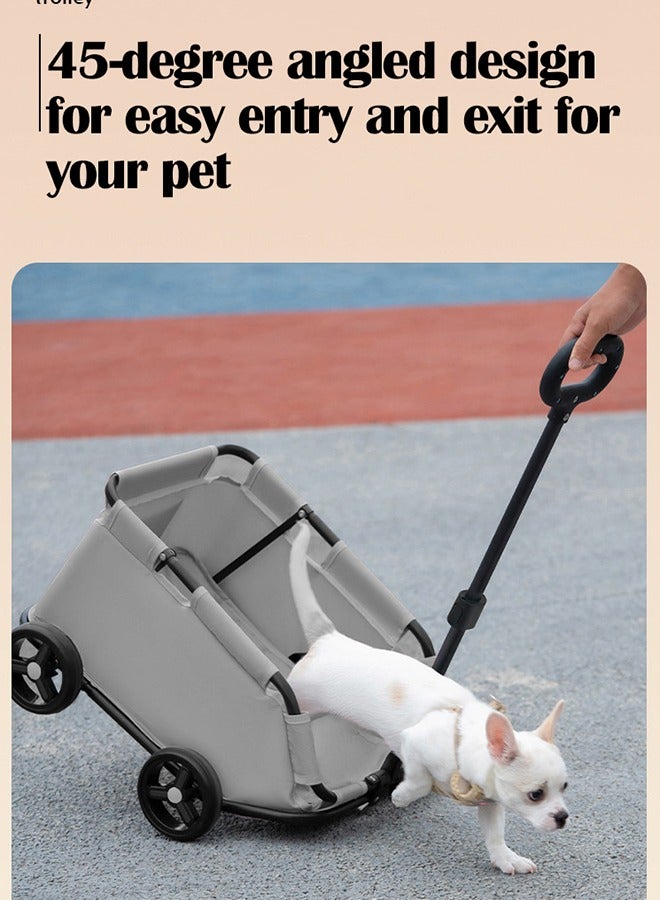 XiuWoo Pet Stroller Pet Stroller Dog Stroller 4 Wheel Folding Small Dog and Cat Stroller Pet Stroller Suitable for Travel Shopping Walking and Playing - Image 4