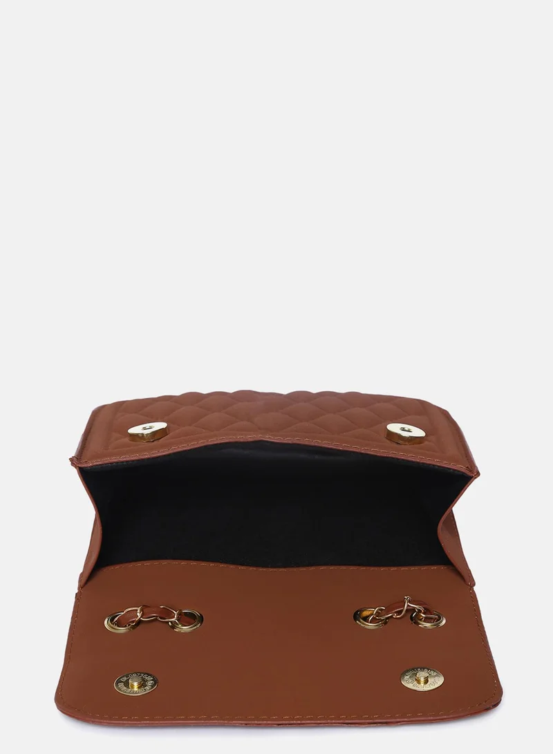 Haute Sauce  Quilted Quest Brown Cross Body Bag for Women | Best Price UAE