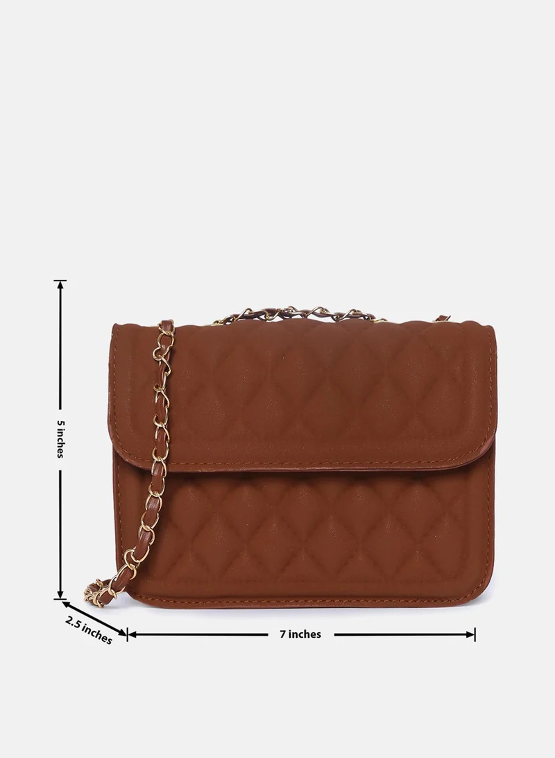Haute Sauce  Quilted Quest Brown Cross Body Bag for Women | Best Price UAE
