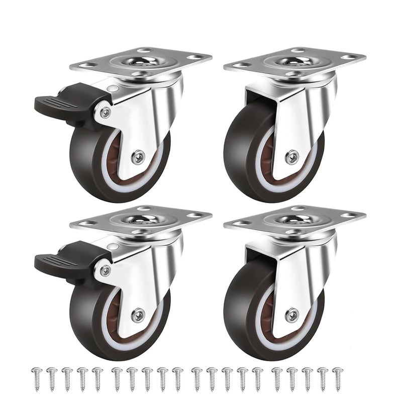 Universal Swivel Heavy Duty Furniture Casters 4Pcs 2 Inch Combination Silent Trolley Wheels - Image 2