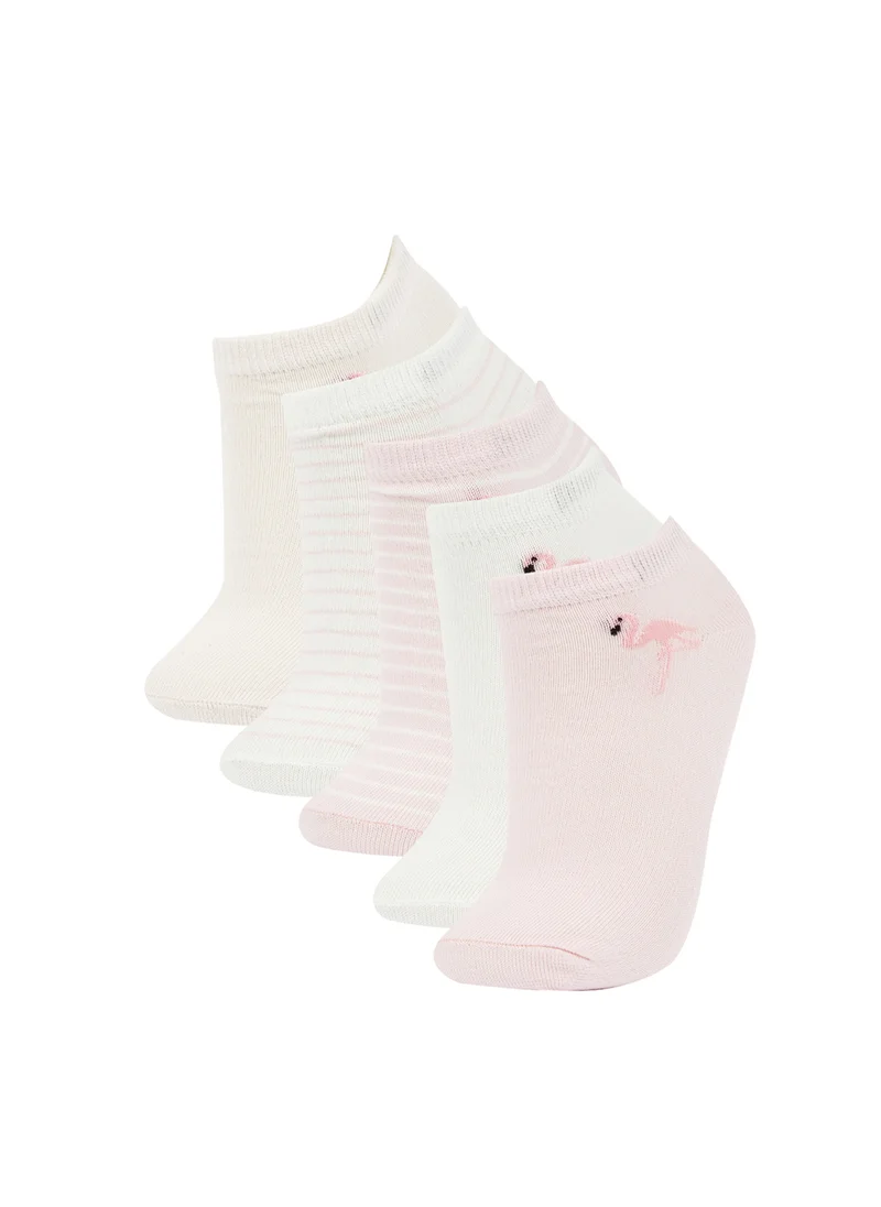 ديفاكتو 5-Pack Cotton Striped And Flamingo Printed Ankle Socks