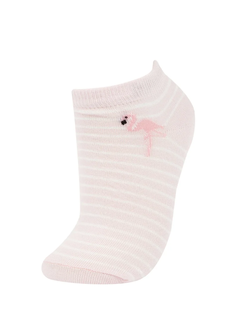 DeFacto 5-Pack Cotton Striped And Flamingo Printed Ankle Socks