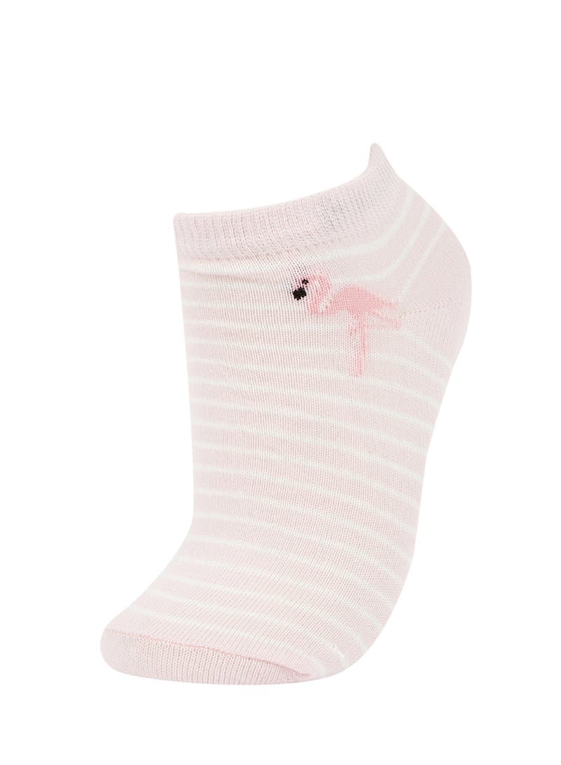 DeFacto 5-Pack Cotton Striped And Flamingo Printed Ankle Socks  - Image 4