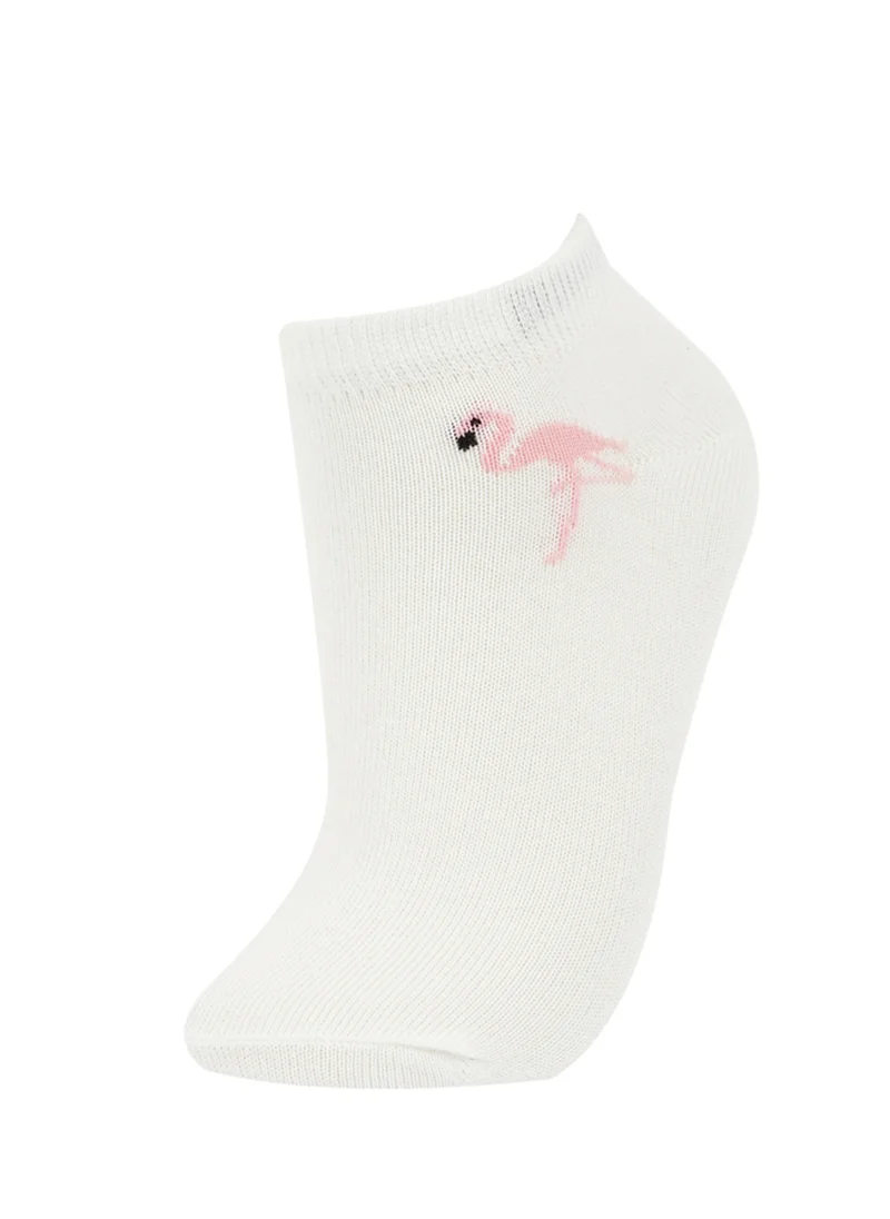 DeFacto 5-Pack Cotton Striped And Flamingo Printed Ankle Socks