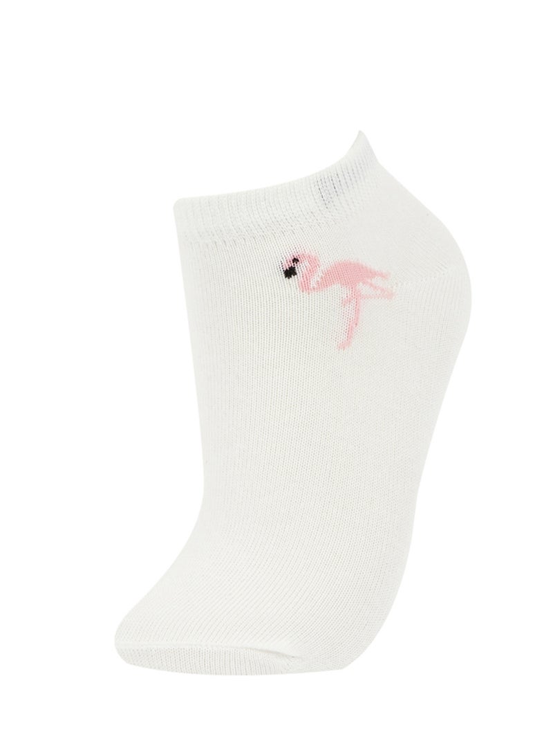 DeFacto 5-Pack Cotton Striped And Flamingo Printed Ankle Socks  - Image 3