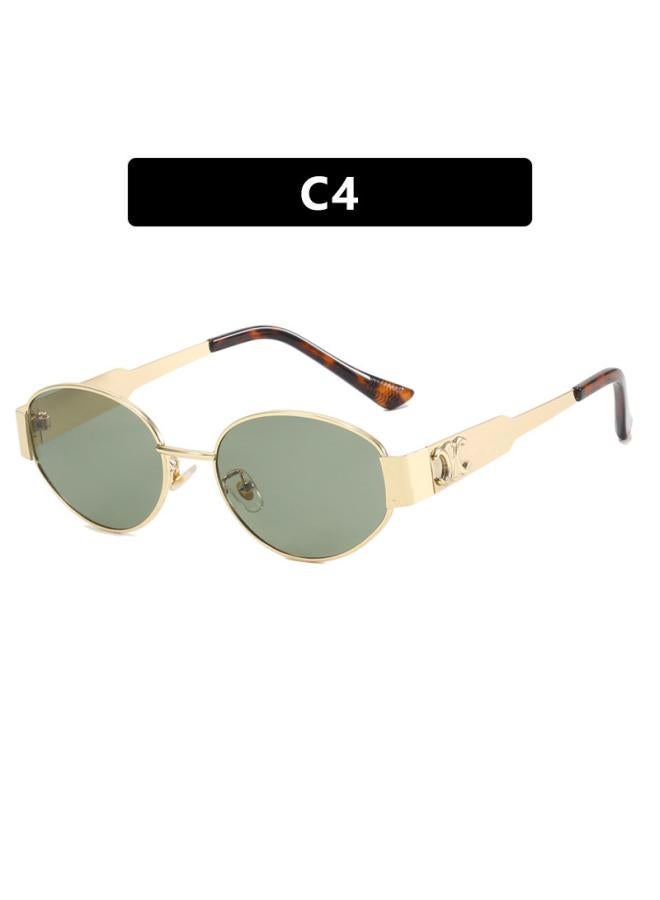 NIBEMINENT New Metal Arc De Triomphe Sunglasses Women's Internet Popular Tiktok Retro Oval Shade