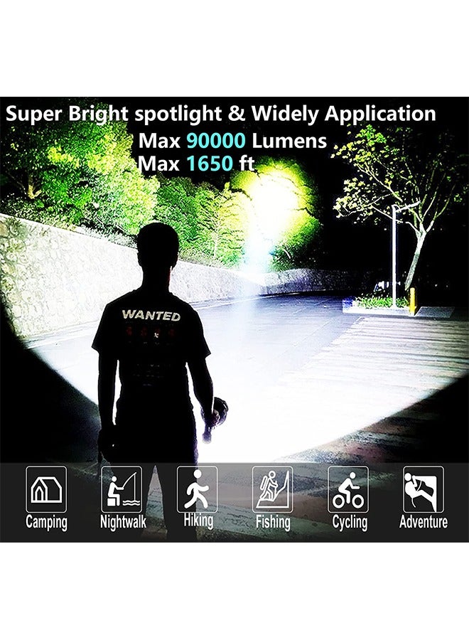 Handheld Spotlight Flashlight, IPX6 Waterproof Super Bright LED Spotlight, Rechargeable Flashlight with Battery Display, Built-in Large Capacity Battery, Suitable for Car Repair/Camping/Hiking/Fishing - Image 2