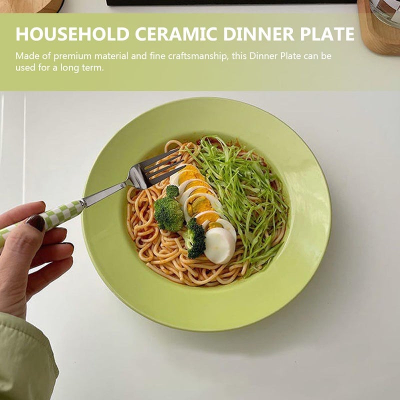 Universal design French Style Green Ceramic Straw Hat Pasta Plate, Dinner Plate for Home Dining, Kitchen Food Tray for Salad and Pasta Serving, French-inspired Tableware for Everyday Use Daily repeated use trusted quality - Image 5