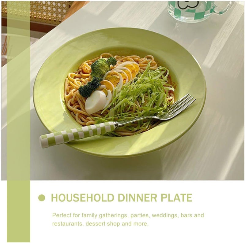 Universal design French Style Green Ceramic Straw Hat Pasta Plate, Dinner Plate for Home Dining, Kitchen Food Tray for Salad and Pasta Serving, French-inspired Tableware for Everyday Use Daily repeated use trusted quality - Image 4