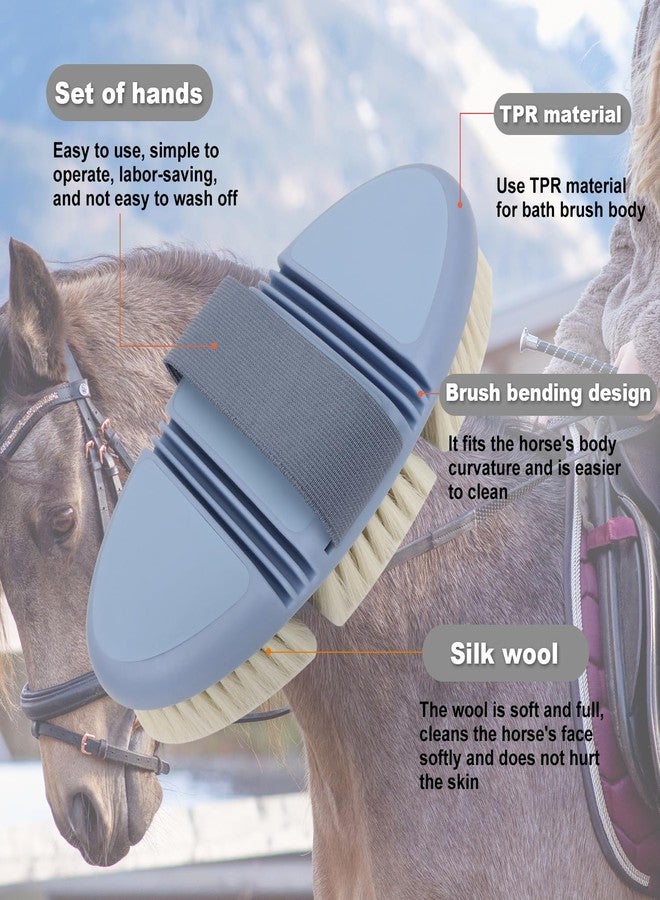  الرسم البياني فرشاة وجه الحصان المرنة، أداة ناعمة مصنوعة يدويًا للعناية بالخيول، لإزالة الأوساخ بشكل احترافي، سهلة الحمل. - Image 2