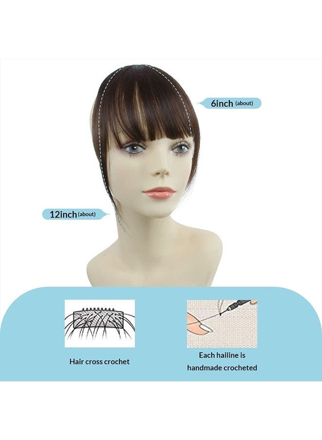SHINON مشبك غرة شعر للنساء غرة شعر رقيقة 10A شعر بشري مشبك في إكستنشن شعر بلون بني داكن - Image 2