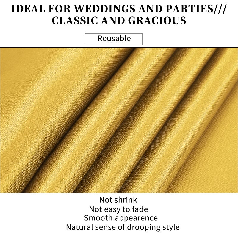 REWOMC 10-Pack Gold 12 x 108 inches Long Premium Satin Table Runner for Wedding, Decorations for Birthday Parties, Banquets, Graduations, Engagements, Table Runners fit Rectange and Round Table - Image 5