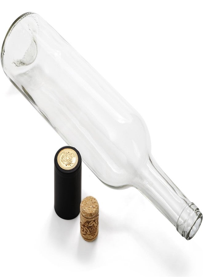 ديايو مجموعة دي آي يو من 8 زجاجات نبيذ بوردو سعة 750 مل، زجاجات زجاجية شفافة مع 8 سدادات فلين وكبسولات انكماش PVC، زجاجات فارغة ذات قاع مسطح للمشروبات الكحولية، شامبين - Image 3