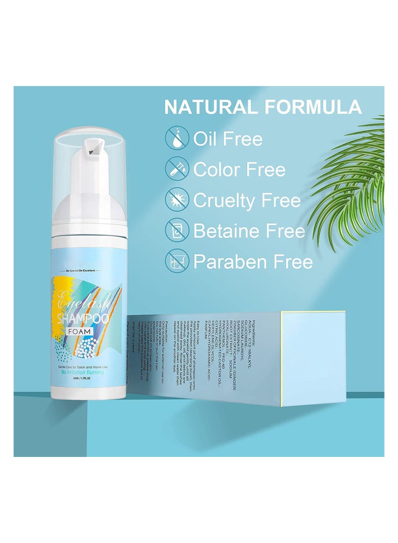 SYOSI Eyelash Extension Cleanser, Eyelash Shampoo Cleaner, Lash Shampoo for Extensions, Eyelash Foam Cleanser with Lash Shampoo, Eyelash Shampoo for Eyelash Extension, Eyelash Brush for Home and Salon  - Image 5