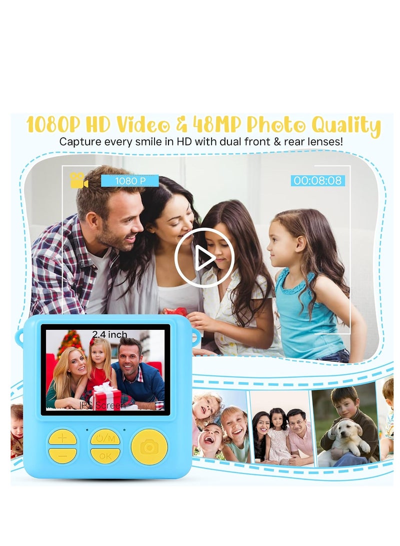 Hamidmeer Camera for Kids with 1080p Video, Photos, Games & Rechargeable Battery | Digital Instant Print Camera with Print Paper, 32GB SD Card & Color Pens | Birthday Gift for Boys & Girls Ages 3-12 Years - Image 3