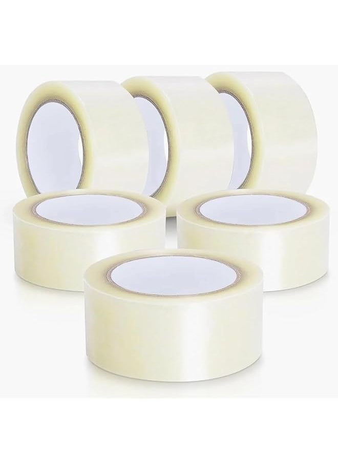 PROMASS promass 6 pcs (60 YARD LENGTH) BOPP Clear Packing Tape, Heavy Duty Clear Packing Tape - 2 Inch (5CM) x 60 Yard (55M) Roll - 50 Microns Strong Adhesive for Sealing Boxes, Moving Supplies  - Image 1