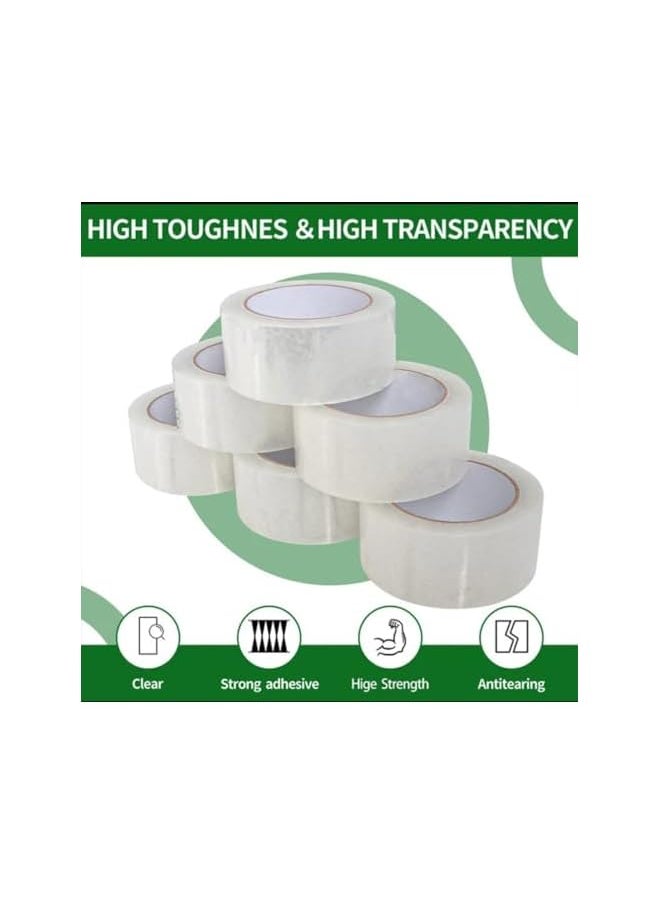 PROMASS promass 6 pcs (60 YARD LENGTH) BOPP Clear Packing Tape, Heavy Duty Clear Packing Tape - 2 Inch (5CM) x 60 Yard (55M) Roll - 50 Microns Strong Adhesive for Sealing Boxes, Moving Supplies  - Image 2