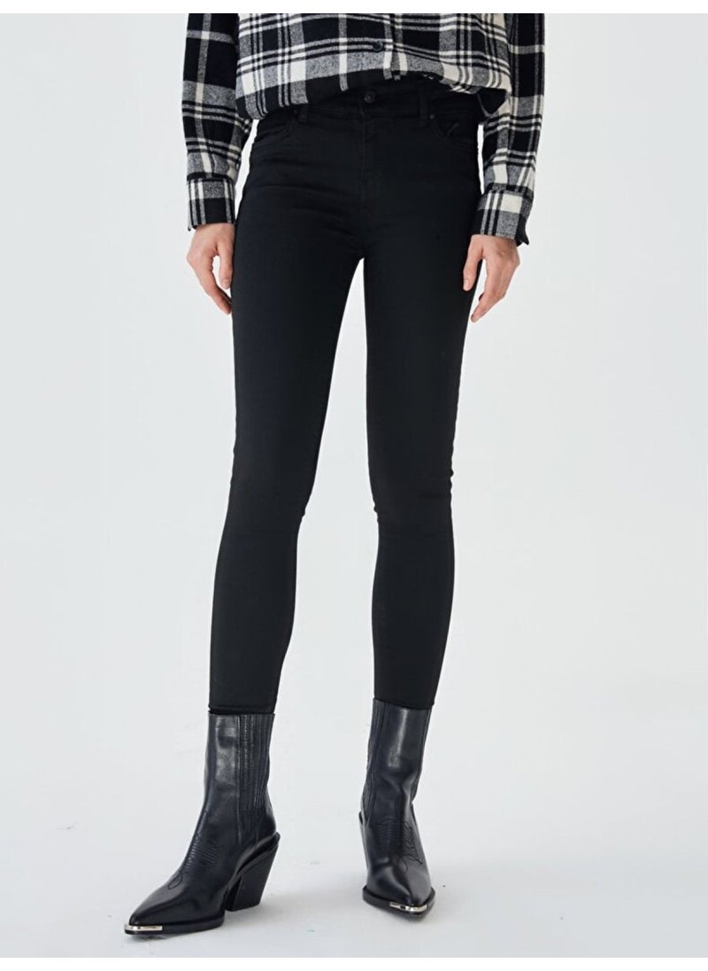 LTB - Lonia Tall Black Wash Mid Waist Skinny Leg Trousers 010095154015355200 - Image 1