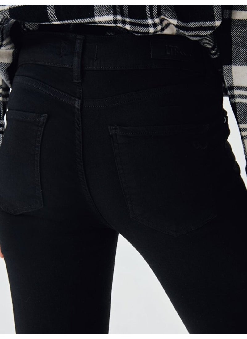 LTB - Lonia Tall Black Wash Mid Waist Skinny Leg Trousers 010095154015355200 - Image 1