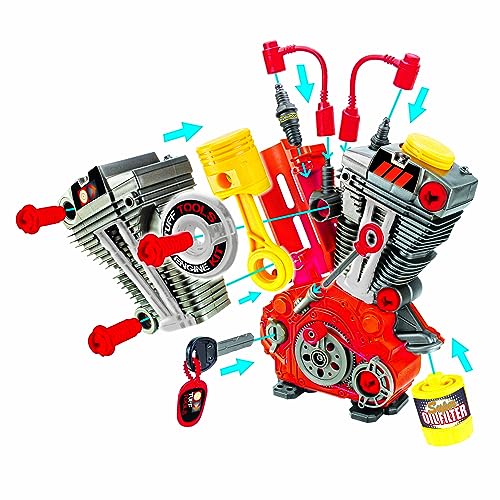 Lanard Tuff Tools: Engine Overhaul - 25 pc Playset, Lights & Sounds, Motorcycle Engine Building Set, Realistic Mechanic Toy, Kids Ages 3+ - Image 4