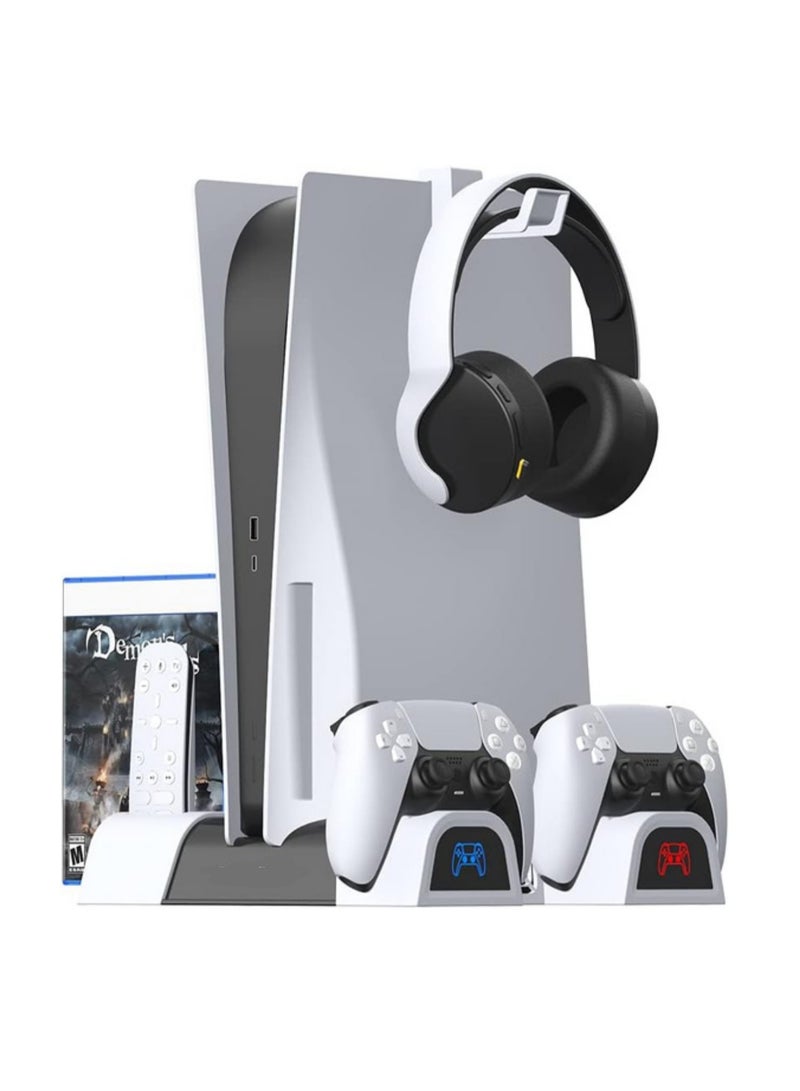 PS5 Vertical Stand – Cooling Fan, Dual Controller Charger, Game Storage & Headphone Holder - Image 1