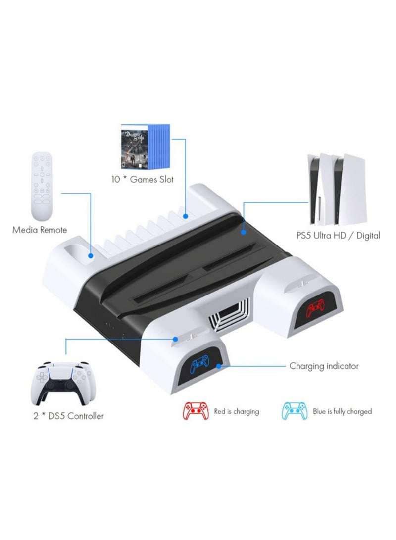 PS5 Vertical Stand – Cooling Fan, Dual Controller Charger, Game Storage & Headphone Holder - Image 4