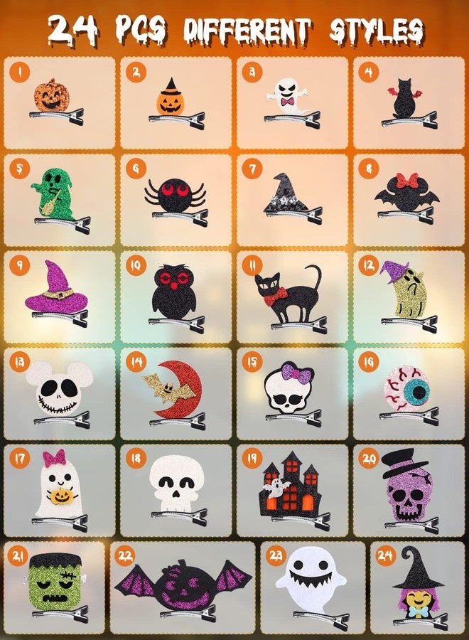 EBANKU 48PCS Halloween Hair Clips EBANKU Halloween Cartoon Hair Clips Pumpkin Ghost Witch Hair Decoration Spider Web Castle Hairpins Cute Halloween Barrettes for Women Girls Halloween Cosplay Accessories - Image 2