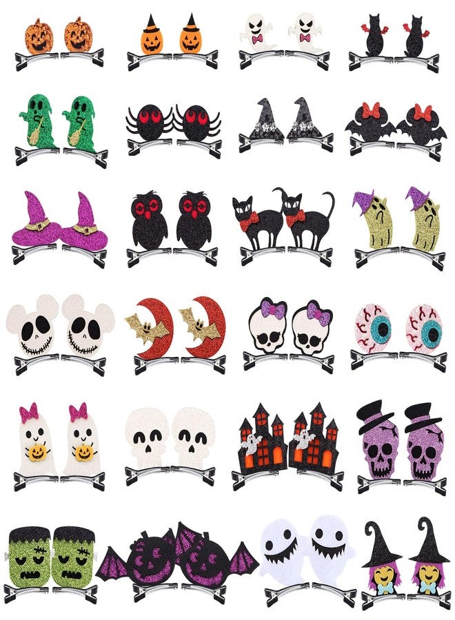 EBANKU 48PCS Halloween Hair Clips EBANKU Halloween Cartoon Hair Clips Pumpkin Ghost Witch Hair Decoration Spider Web Castle Hairpins Cute Halloween Barrettes for Women Girls Halloween Cosplay Accessories - Image 1