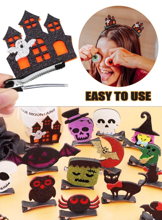 EBANKU 48PCS Halloween Hair Clips EBANKU Halloween Cartoon Hair Clips Pumpkin Ghost Witch Hair Decoration Spider Web Castle Hairpins Cute Halloween Barrettes for Women Girls Halloween Cosplay Accessories - Image 5