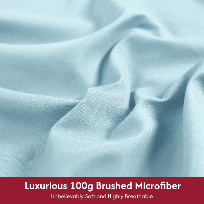 LONAVA Full Size Sheet Set - 6 Piece Hotel Luxury Wrinkle-Free Microfiber Sheet  Oeko-TEX Certified  Breathable & Elastic  16"" Deep Pockets  Light Blue - Image 2