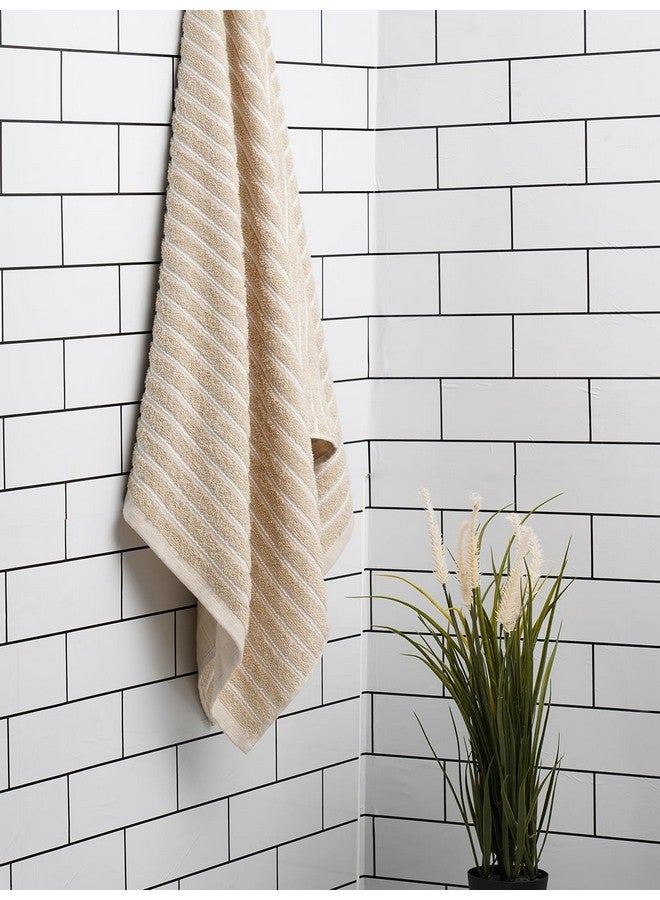Welspun 100% Cotton Large (70 Cm X 150 Cm) | 250 GSM Dobby Solid Bath Towel (Beige)- 2-in-1 - Image 1
