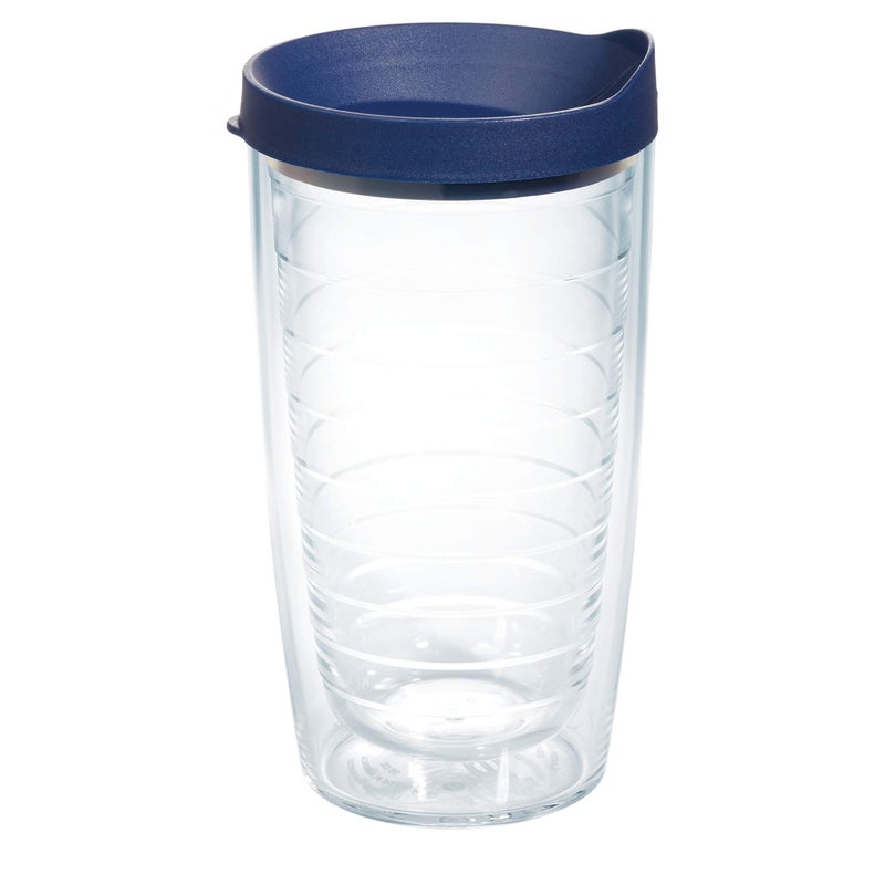 Tervis Clear  Colorful Lidded Made in USA Double Walled Insulated Tumbler Travel Cup Keeps Drinks Cold  Hot 16oz Navy Lid