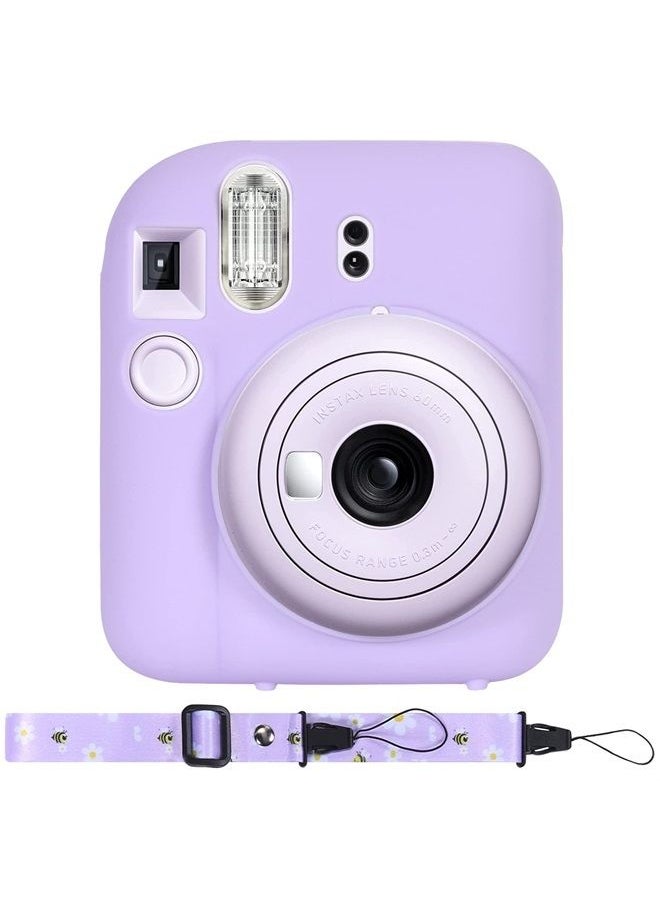 Aenllosi - Silicon Protective Cover Suitable for Fujifilm Instax Mini 12 Camera with Shoulder Strap(Lilac Purple,Case Only) - Image 1