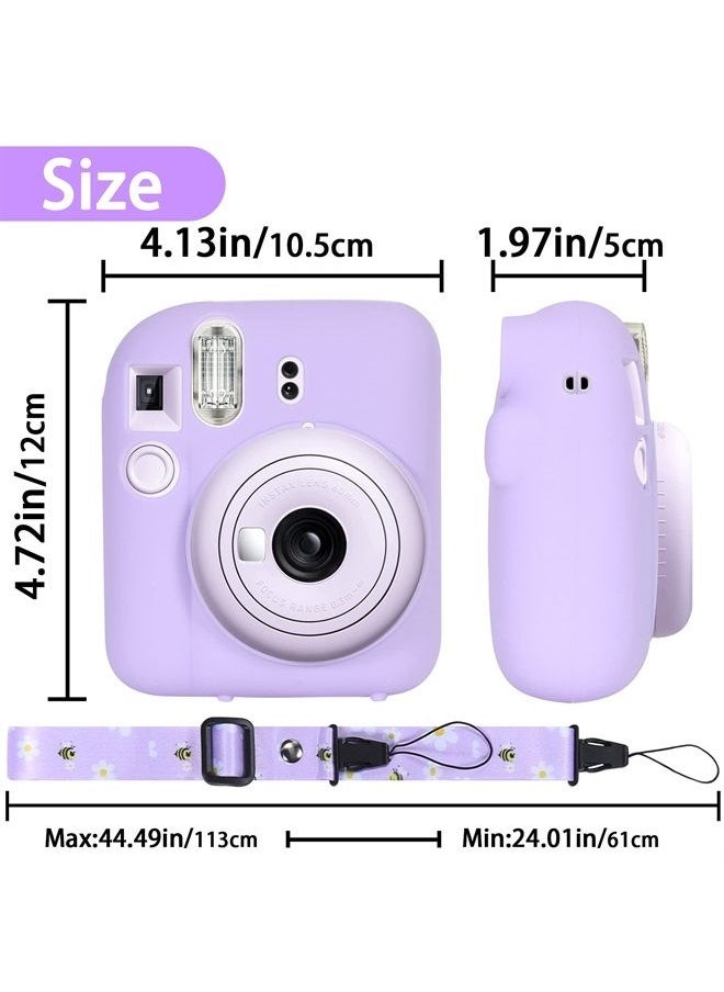 Aenllosi - Silicon Protective Cover Suitable for Fujifilm Instax Mini 12 Camera with Shoulder Strap(Lilac Purple,Case Only) - Image 1