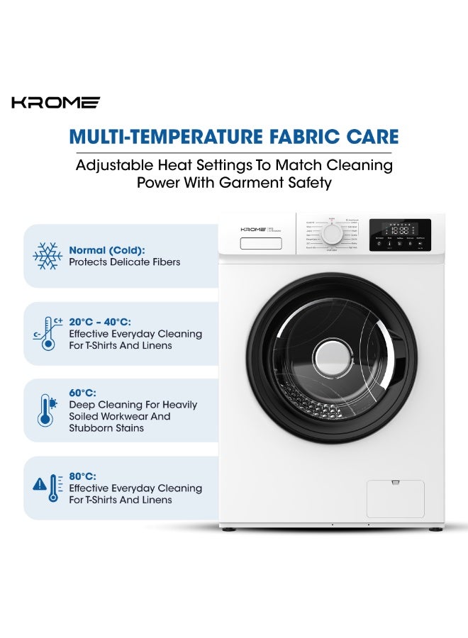 كروم Krome | KR-WFL606WIW | 6kg Front Load Washing Machine with BLDC Inverter Motor | 1200 RPM | Class A Energy Efficient | 3D Steam & High Temperature Sterilization | 15 Wash Programs | Slim Design | Add Clothes | Child Lock 6 kg KR-WFL606WIW white - Image 5