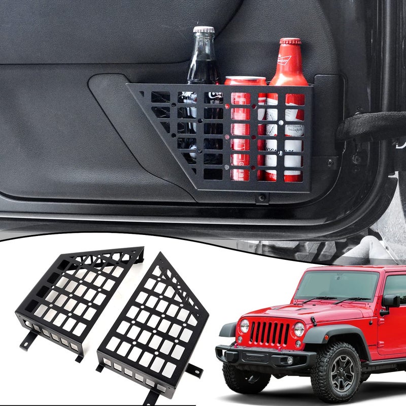 Z8 Stainless Steel Metal Front Door Storage Pockets Door Side Insert Organizer Box for 20072018 Jeep Wrangler JK JKU Black Latest Upgraded