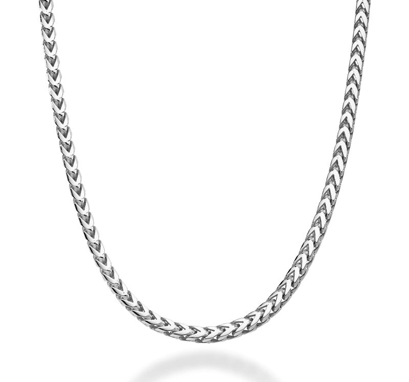 Miabella Solid 925 Sterling Silver, 18Kt Gold Plated Italian 2.5mm Franco Square Box Link Chain Necklace for Men, Made in Italy (SI, Length 30 Inches) - Image 1