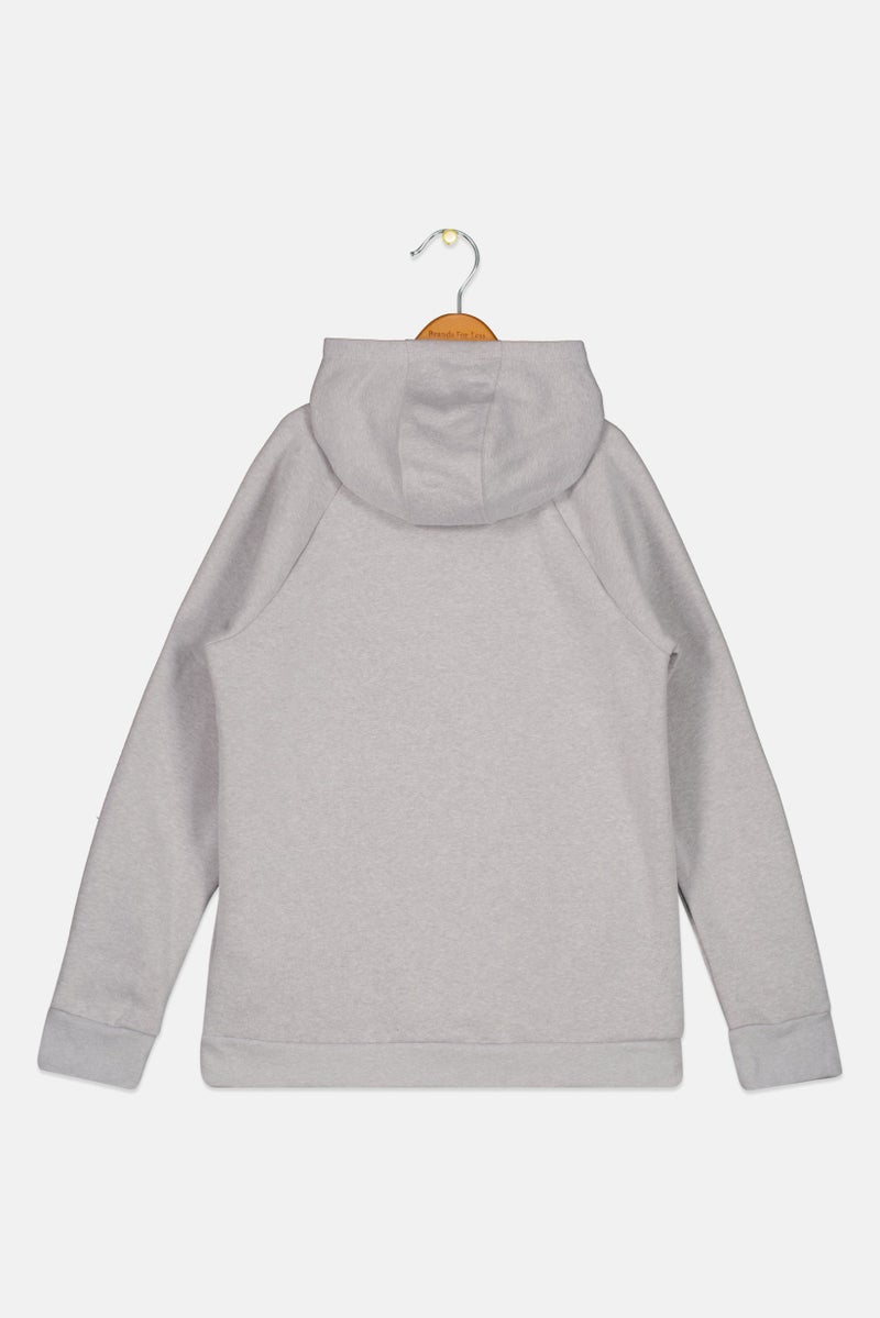 UNDER ARMOUR Kids Girl Loose Fit Long Sleeve Training Hoodie, Grey - Image 2