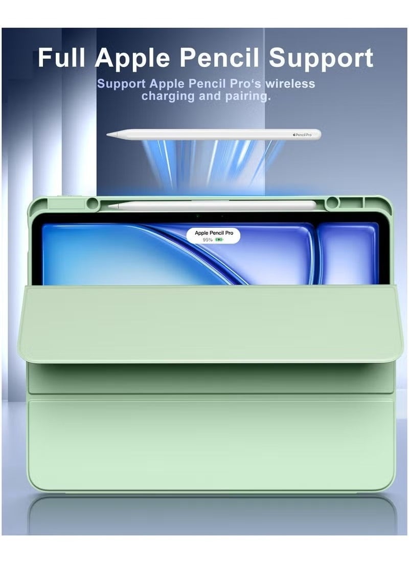 ELTRAZONE Case for New iPad Air 13-inch M3 M2 (2025/2024) with Pencil Holder | Slim, Lightweight Stand Protective Cover with Clear Transparent Back Shell | Auto Wake/Sleep Function | Durable Green Case for iPad Air 13-inch | Stylish & Functional - Image 4