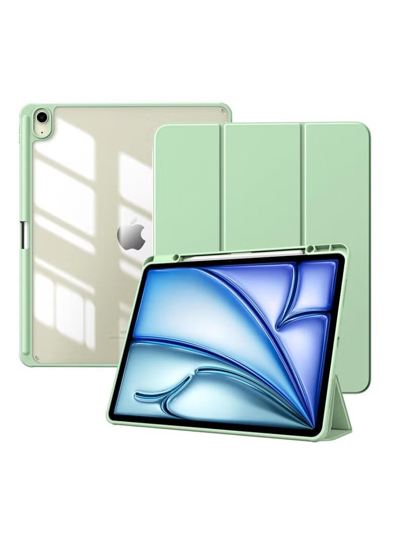 ELTRAZONE Case for New iPad Air 13-inch M3 M2 (2025/2024) with Pencil Holder | Slim, Lightweight Stand Protective Cover with Clear Transparent Back Shell | Auto Wake/Sleep Function | Durable Green Case for iPad Air 13-inch | Stylish & Functional - Image 1